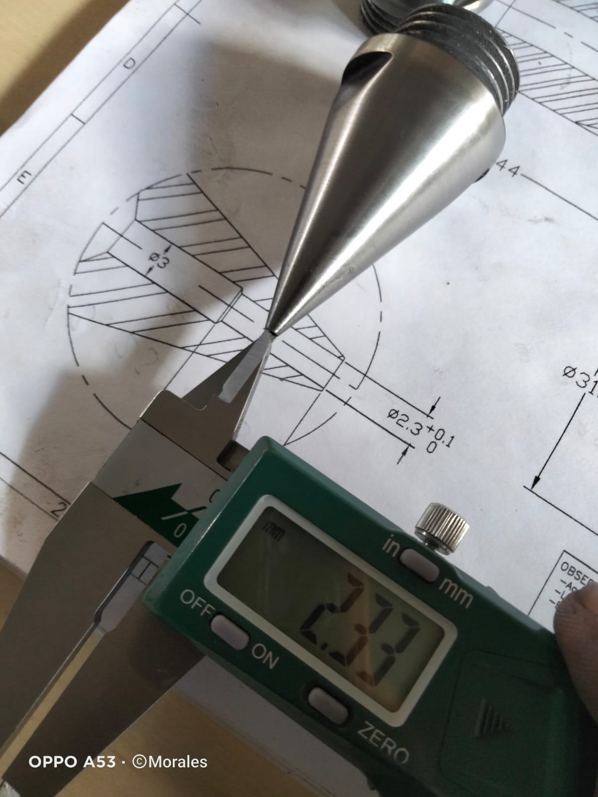 Punto fijo cónico con verificación dimensional
